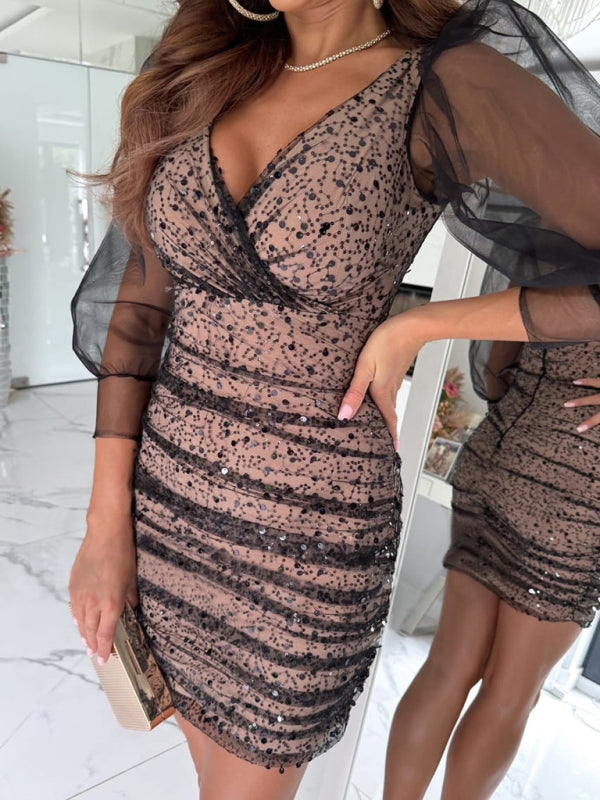 DONATELLA - Sequin Lange Mouw Jurk