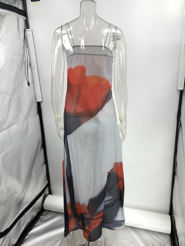 AMARA - Halter Chiffon Maxi-jurk
