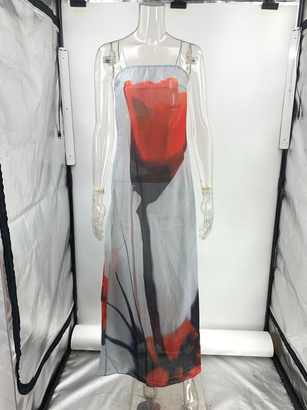 AMARA - Halter Chiffon Maxi-jurk