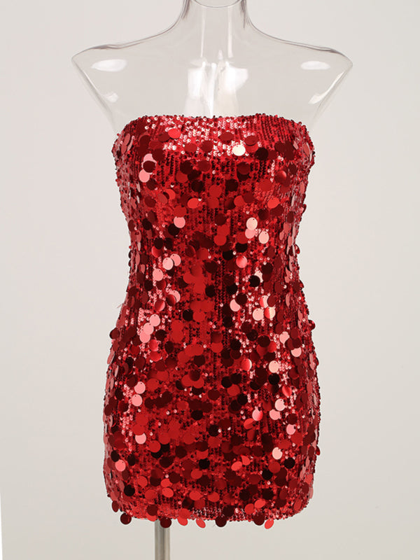 VERONA - Tube Top Pailletten Jurk