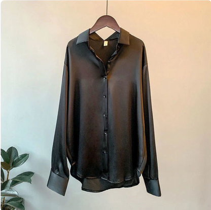 JENNA - Elegante losse satijnen blouse voor dames
