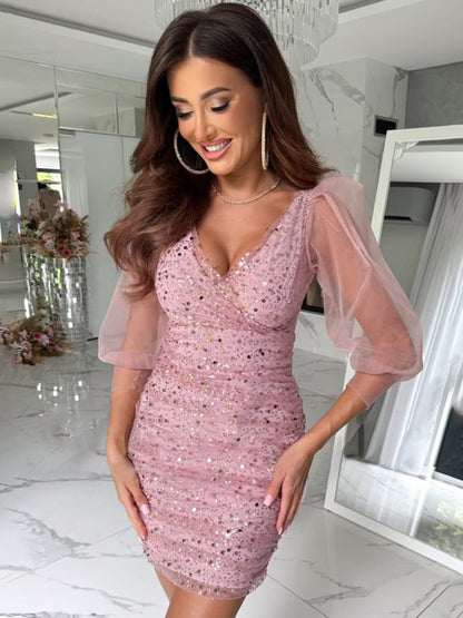 DONATELLA - Sequin Lange Mouw Jurk