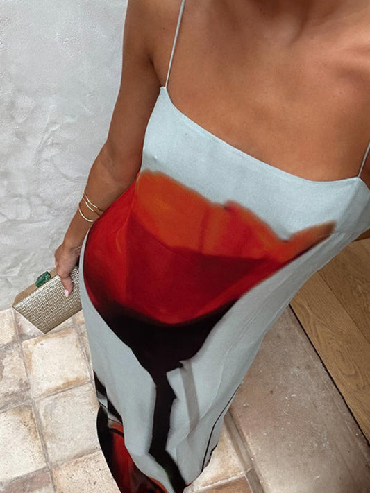 AMARA - Halter Chiffon Maxi-jurk