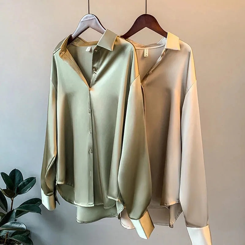 JENNA - Elegante losse satijnen blouse voor dames