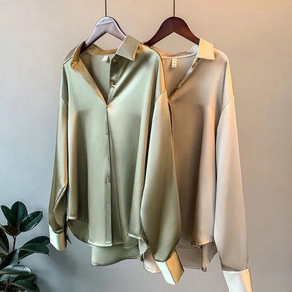 JENNA - Elegante losse satijnen blouse voor dames